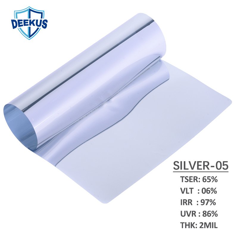 Deekus SILVER-05 Security Sun Control Window Film privacy film for high-rise buildings windows Decorative Films 2Mil