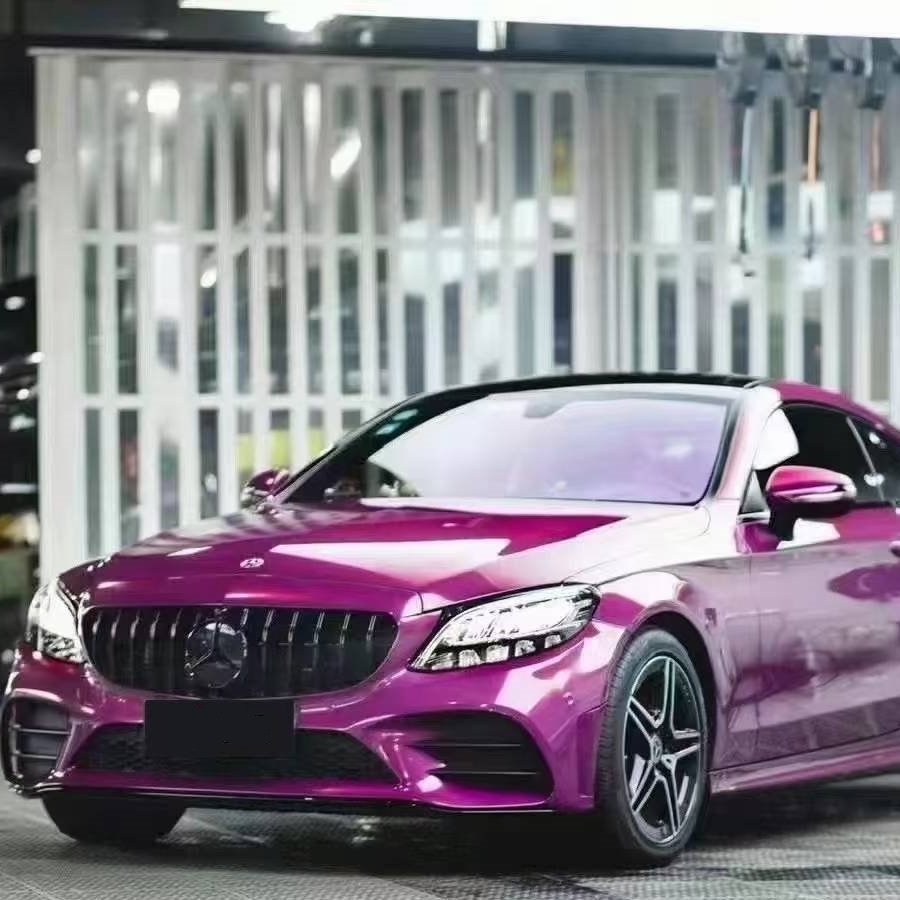 WRAPMASTER 1.52*18m PET Liner Super Glossy Metallic Berry Purple Car Paint Protection Film Car Wrap Vinyl