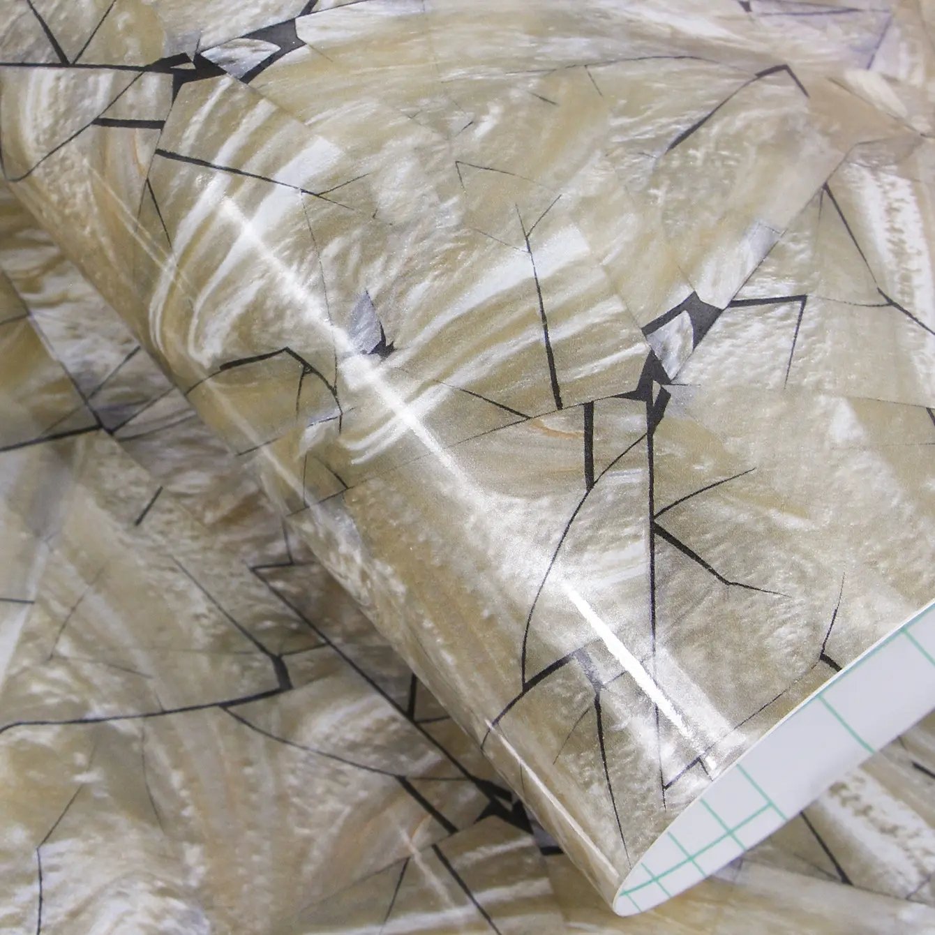 Fashion Marble High Glossy Design PVC Decorative Film For interior Decor Vacuum Film