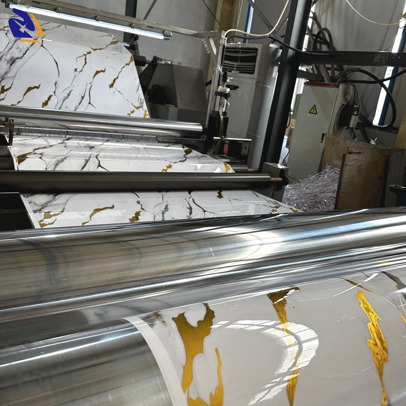 Hot Selling Gilding Marble Design PVC Decorative Film for Wall Panel Lamination High Glossy Gilded Marble PVC Film for Furniture