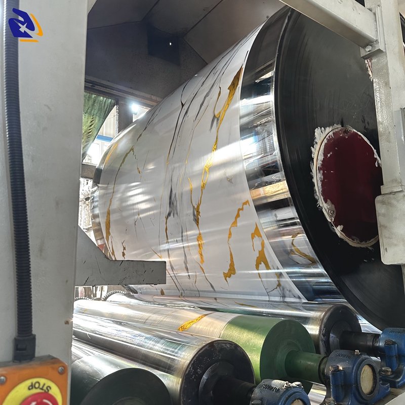 Hot Selling Gilding Marble Design PVC Decorative Film for Wall Panel Lamination High Glossy Gilded Marble PVC Film for Furniture