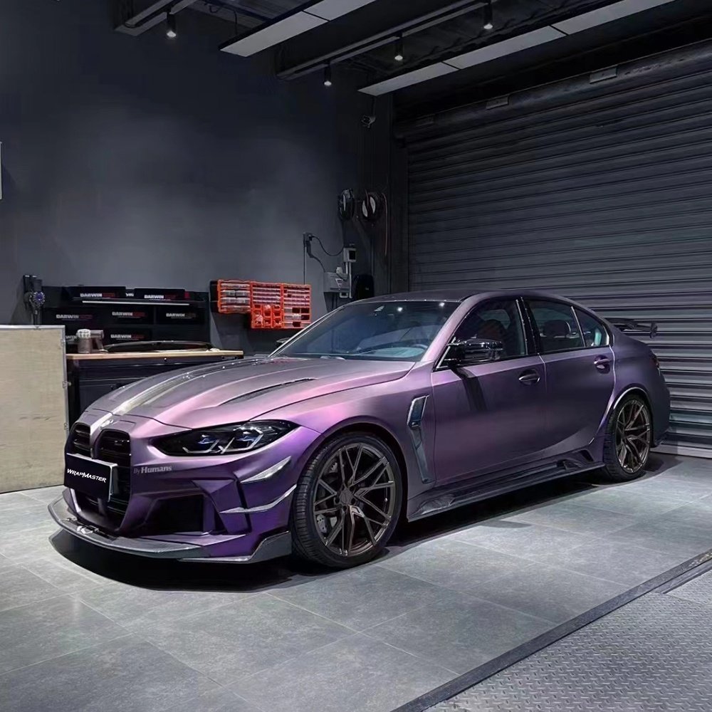 WRAPMASTER 1.52*17m Ultra Matte Metallic Dark Purple Car Vinyl Wrap PVC Car Protective Film