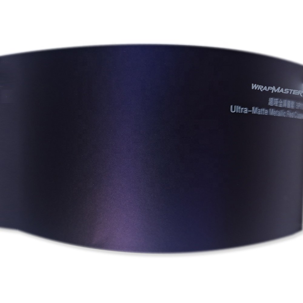 WRAPMASTER 1.52*17m Ultra Matte Metallic Dark Purple Car Vinyl Wrap PVC Car Protective Film
