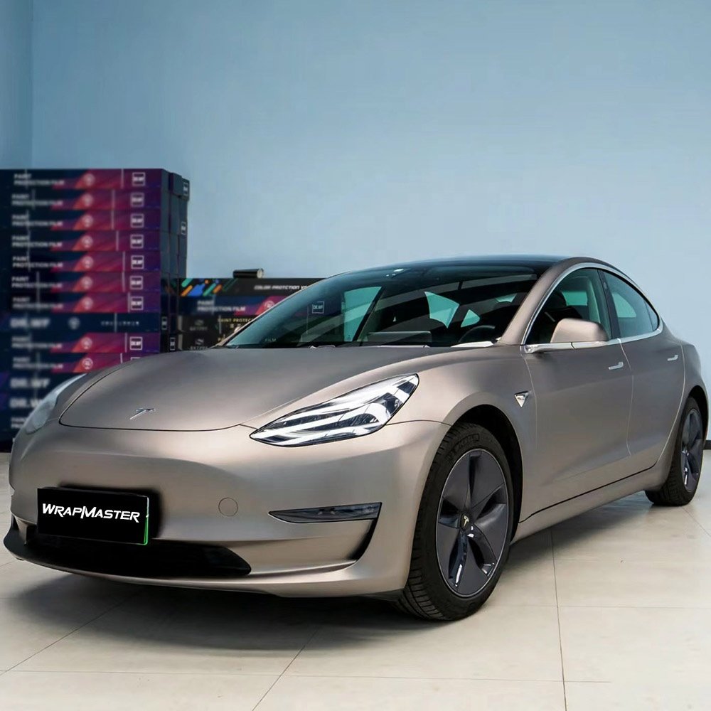 WRAPMASTER 1.52*17m Ultra Matte Metallic Dark Purple Car Vinyl Wrap PVC Car Protective Film