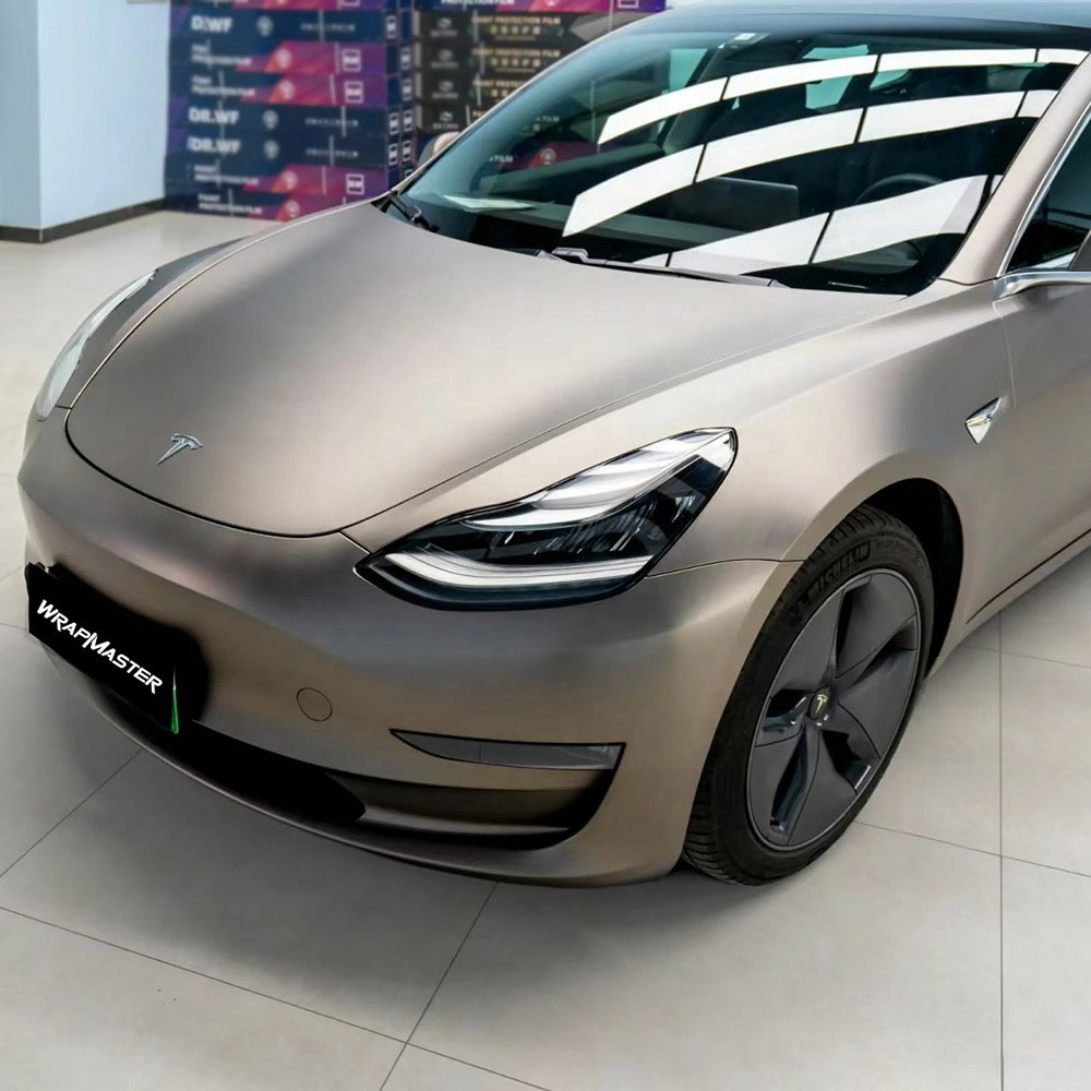 WRAPMASTER 1.52*17m Ultra Matte Metallic Dark Purple Car Vinyl Wrap PVC Car Protective Film