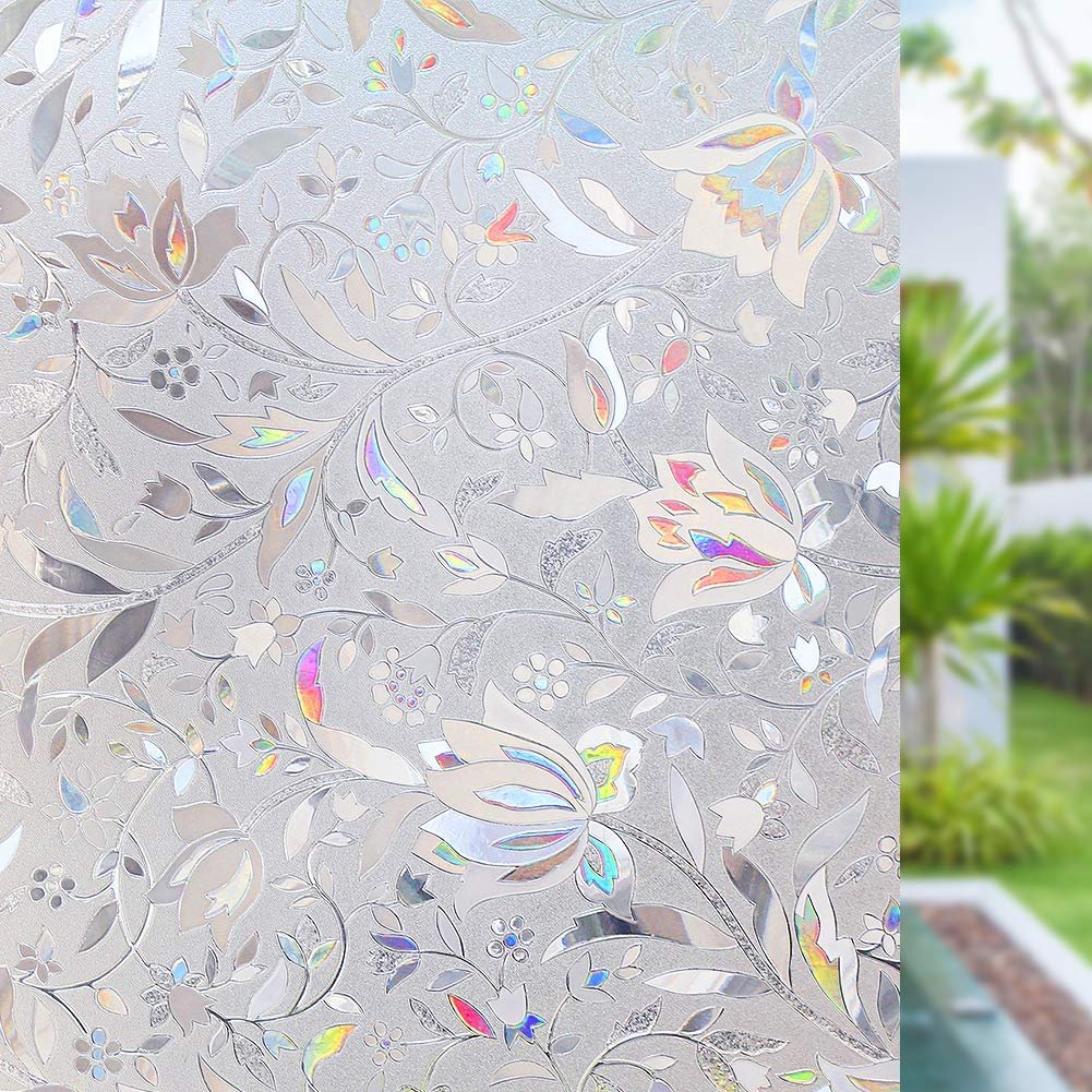 ARTISAN Rainbow Decorative Window Film Privacy Stained Glass Vinyl Self Adhesive Film Static Cling Insulation Window Sticker
