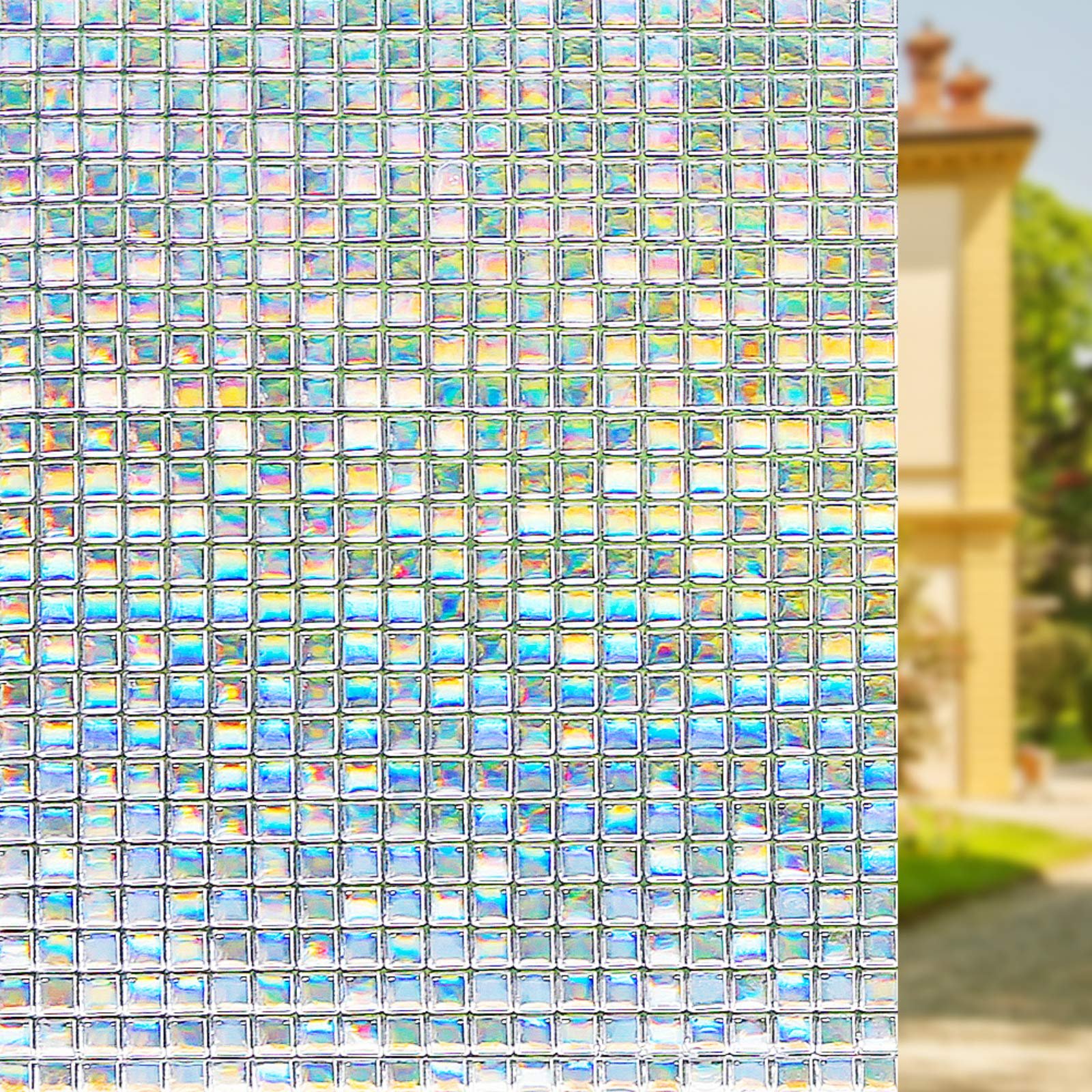 ARTISAN Rainbow Decorative Window Film Privacy Stained Glass Vinyl Self Adhesive Film Static Cling Insulation Window Sticker