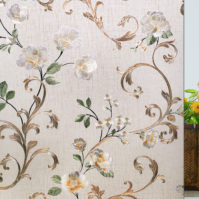 Good price 3d decorative flower pattern vinyl static cling privacy glass window film