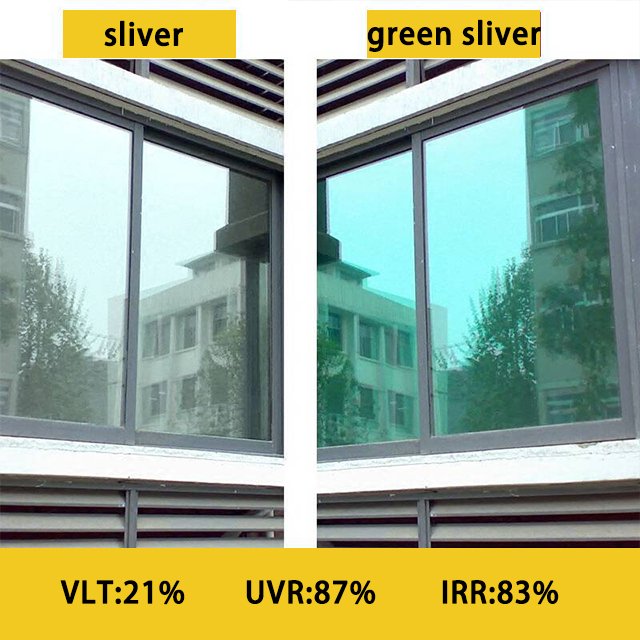 Green Silver PET architectural film Decorative window film covering with high UV protection and heat resistant