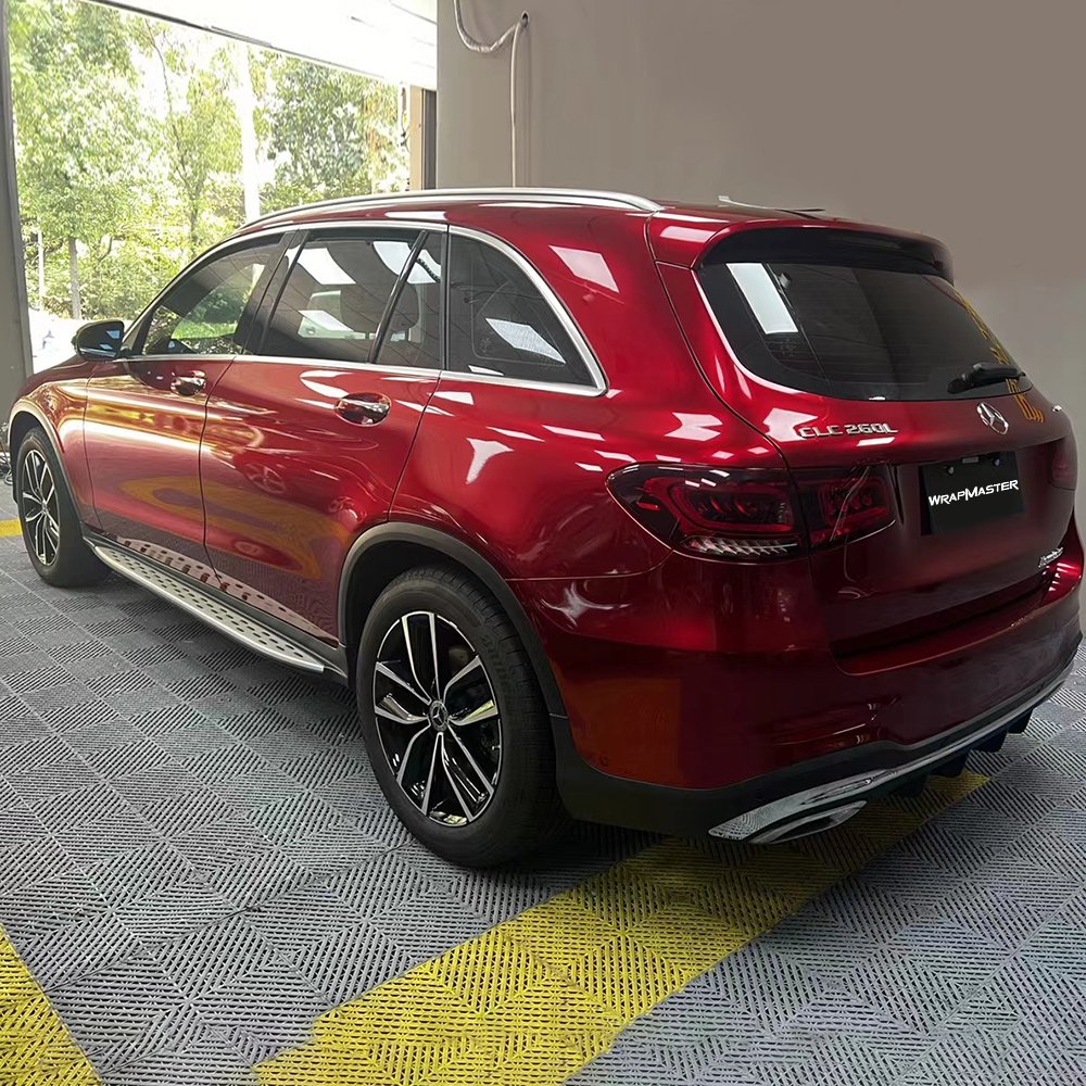 Whole Car Wrap True Gloss PET Liner Liquid Ruby Red Vehicle Decorative Material Easy Install Automobile Vinyl Film