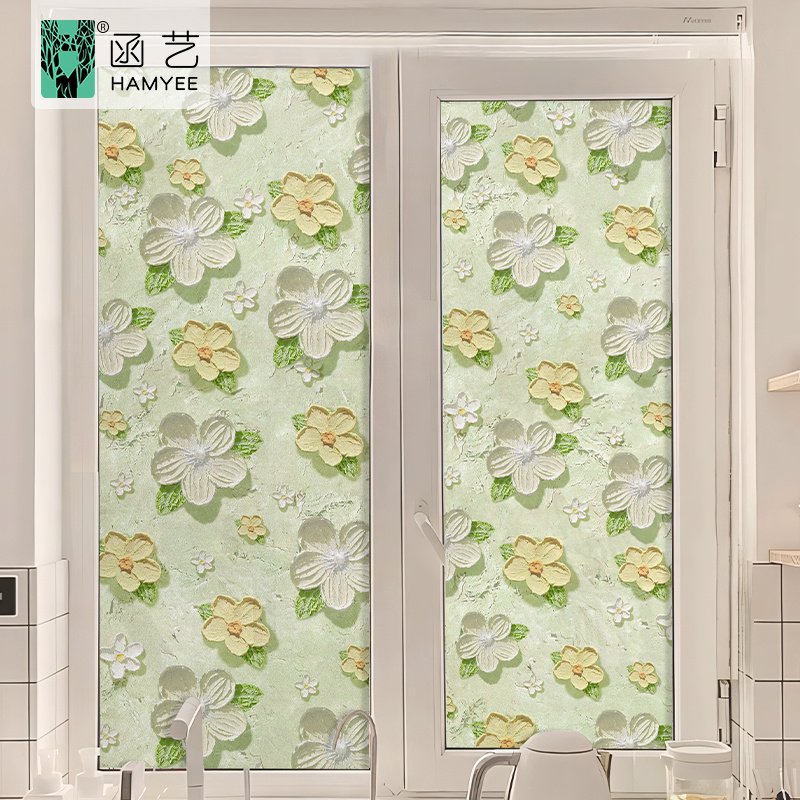 Stained glass film printing adhesive sticker stained glass decorative film self adhesive printing flower window film