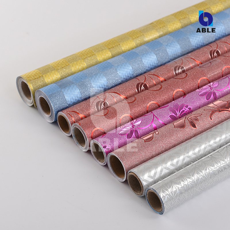Manufacturer high Quality shinning glitter sticker roll Self Adhesive Contact Paper Rolls PP adhesive decoration film