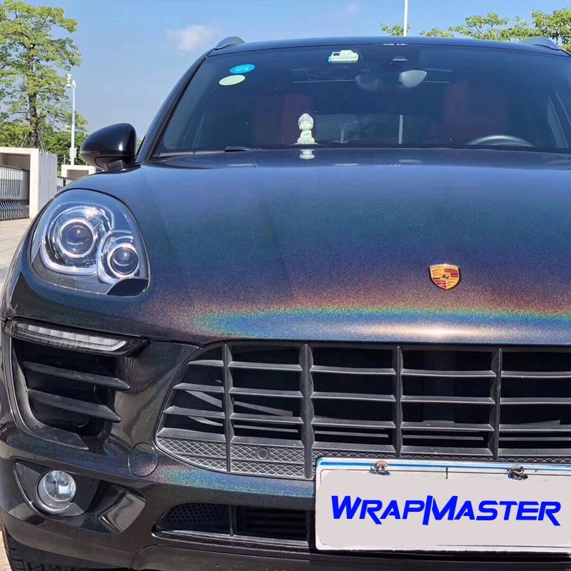 WRAPMASTER 1.52*18ml 3D Dark Grey Iridescence Self Adhesive Laser Chrome Vinyl Full Body Vehicle Film Car Film