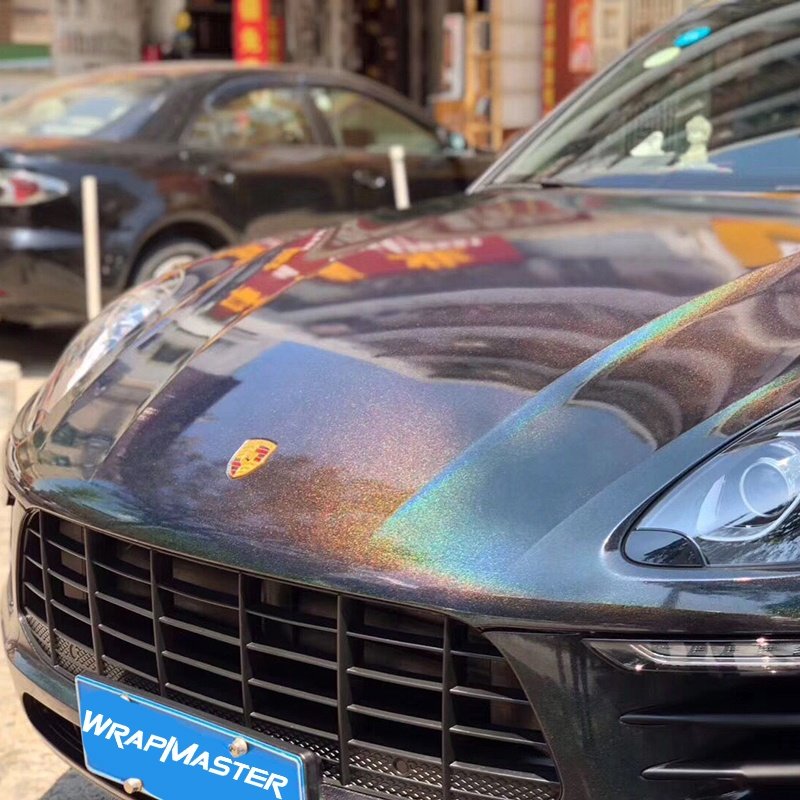 WRAPMASTER 1.52*18ml 3D Dark Grey Iridescence Self Adhesive Laser Chrome Vinyl Full Body Vehicle Film Car Film