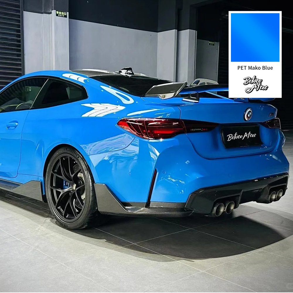 Anti Scratch Super Glossy PET Car Wrap Vinyl Films PET Glossy Mako Blue Car Body Wrapping Vinyl Car Protection Film