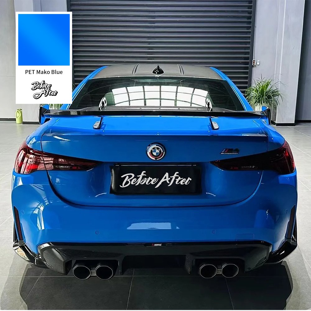 Anti Scratch Super Glossy PET Car Wrap Vinyl Films PET Glossy Mako Blue Car Body Wrapping Vinyl Car Protection Film