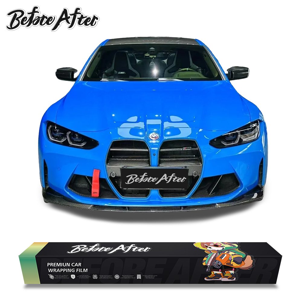 Anti Scratch Super Glossy PET Car Wrap Vinyl Films PET Glossy Mako Blue Car Body Wrapping Vinyl Car Protection Film