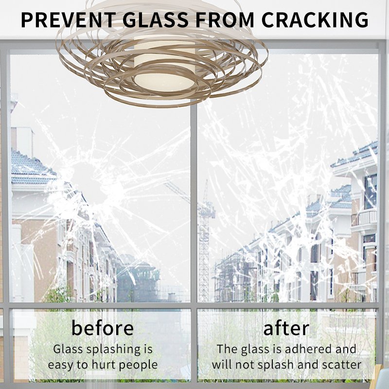 High clear vision 2mil 4mil 8mil 12mil security window film anti breaking self adhesive home building safety glass film