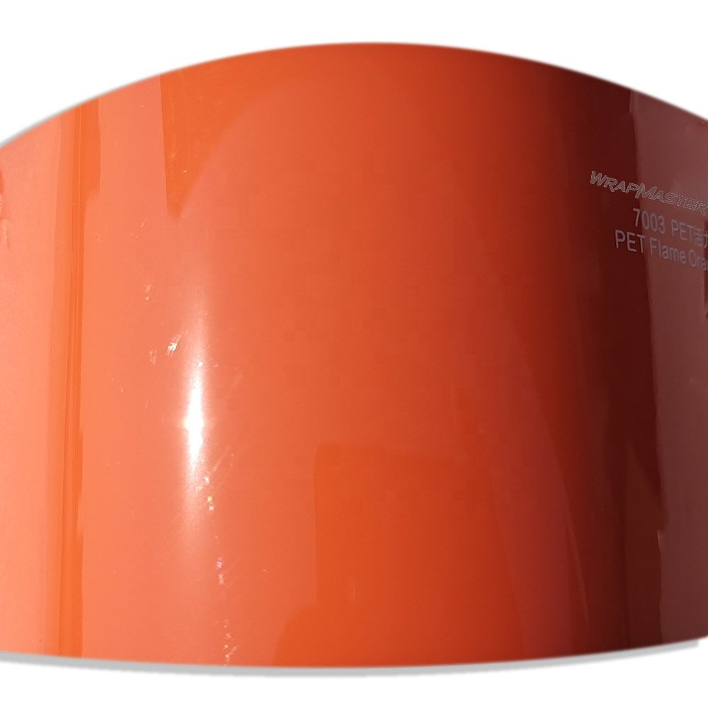 WRAPMASTER 1.52*17m PET Liner Gloss Flame Orange Vinyl Wrap Self Healing Car Body Stickers