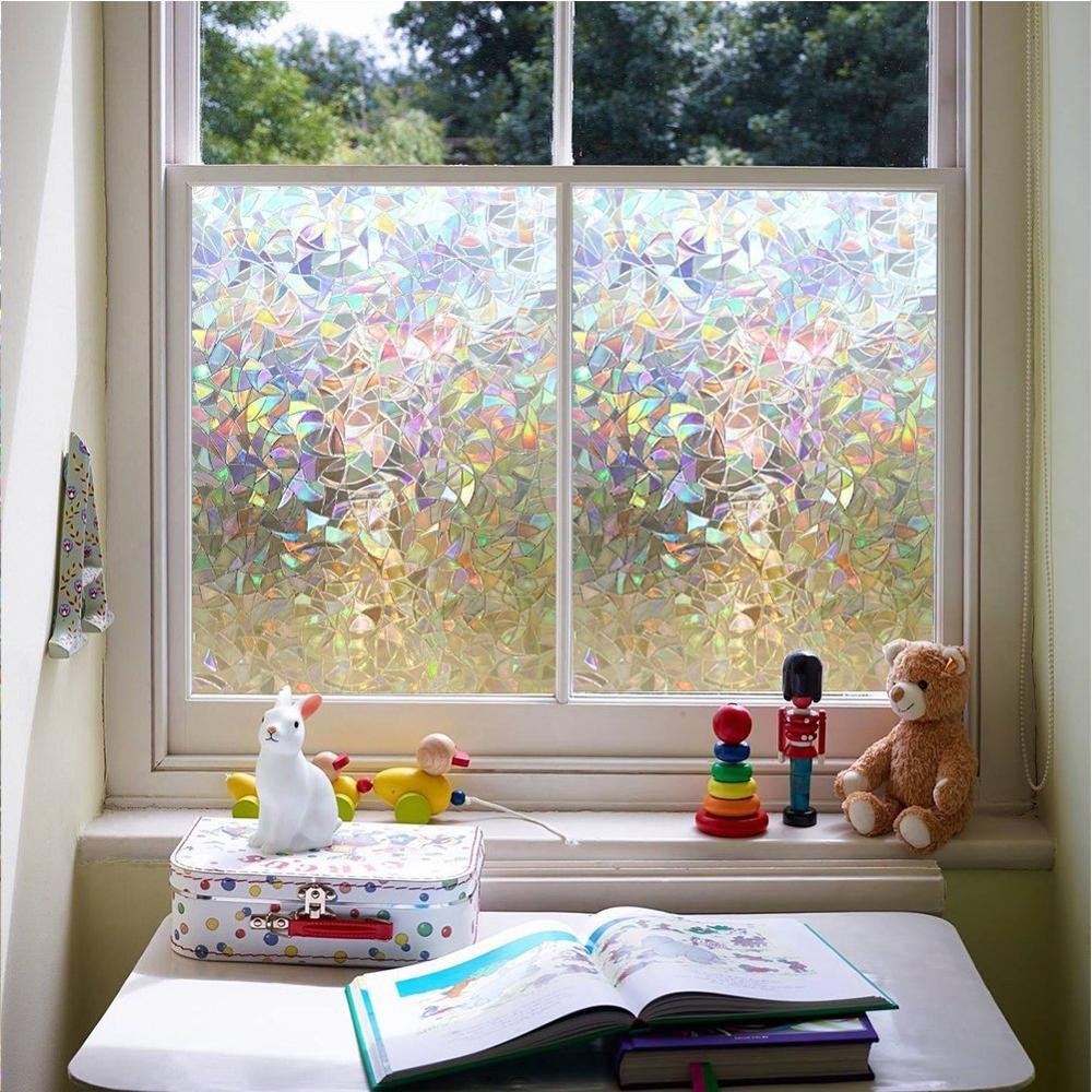 Gline privacy window film static rainbow prism glass film home window covering for office decoration uv blocking