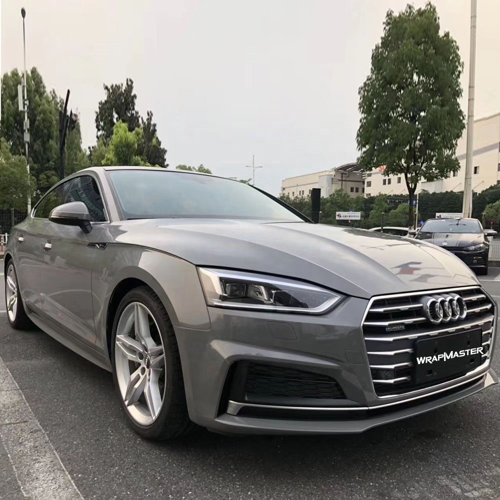 WRAPMASTER 5*59FT PVC Super Gloss Crystal Vinyl Nardo Dark Grey Premium Quality High Gloss Grey Car Wrap Vinyl