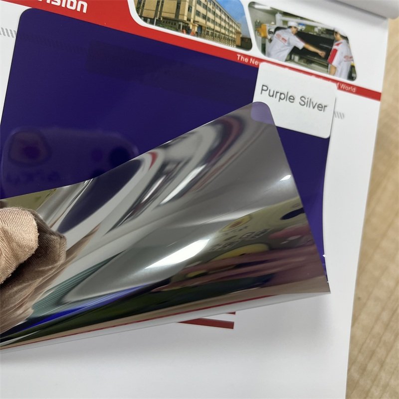 UV rejection heat insulation building house window glass solar tinting film purple silver one way vision 1.52*30m ornament film