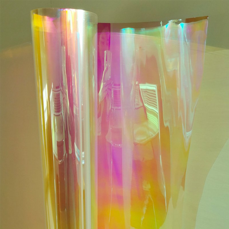 Home transparent glass cover colorful waterproof 1.38*30m dichroic glass rainbow decorative window film for building glass