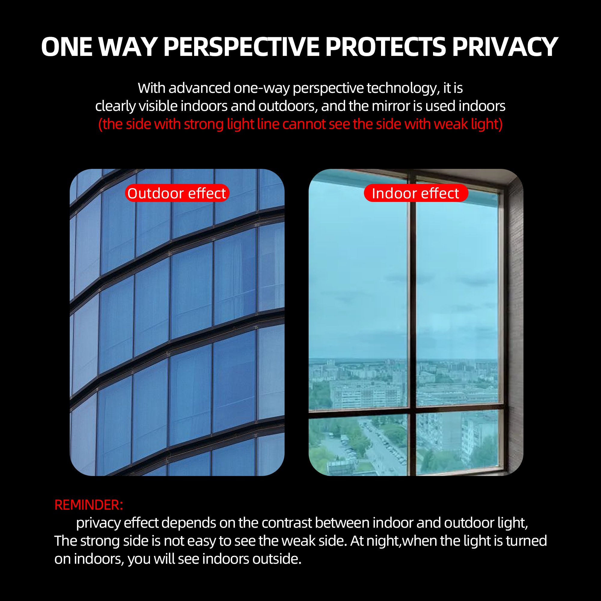 One Way Light Blue & Silver Color Effect PET Tint Film Interior Home Decoration Privacy Protection Building Film