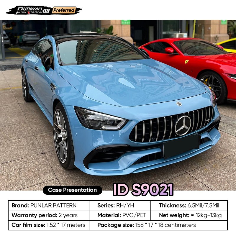 Customizable OEM Blue PET Vinyl Film High-Gloss PVC Film 1.52 Cm Wide Waterproof Color-Changing Film