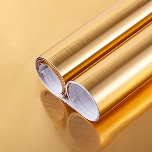 golden Stainless Steel Contact Paper Rust Resistance Waterproof Removable Peel and Stick Wallpaper