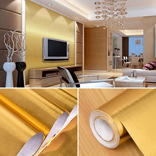 golden Stainless Steel Contact Paper Rust Resistance Waterproof Removable Peel and Stick Wallpaper