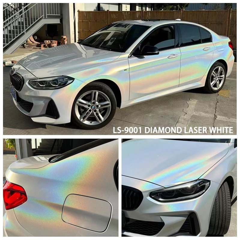 Wholesale Factory Price Diamond Laser White Color Self-Adhesive Decoration Roll Film PET Vehicle Auto Sticker Car Wrap Vinyl