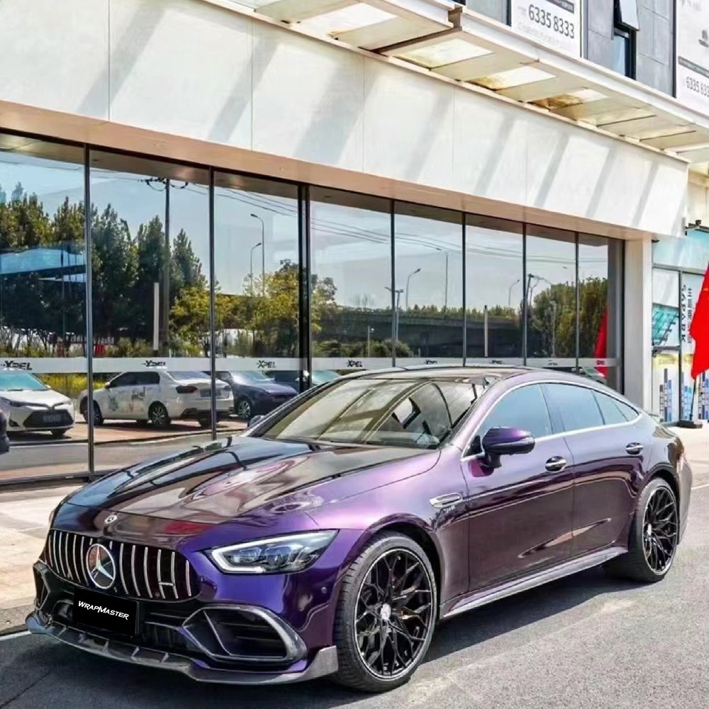 WRAPMASTER 1.52*17m PET Backing Car Stickers Midnight Purple Super Gloss Metallic Car Wrap Vinyl