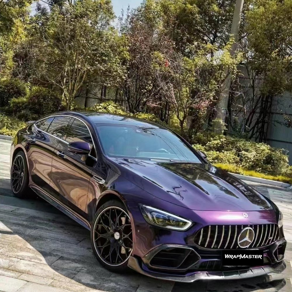 WRAPMASTER 1.52*17m PET Backing Car Stickers Midnight Purple Super Gloss Metallic Car Wrap Vinyl