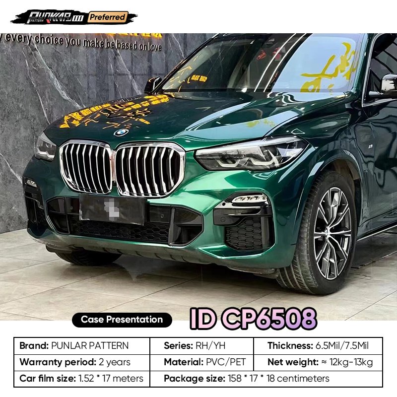 Customizable OEM Crystal Paint Green Car Wrap Vinyl PET High-Gloss PVC Film 1.52CM Car Stickers Waterproof Color-Changing Film