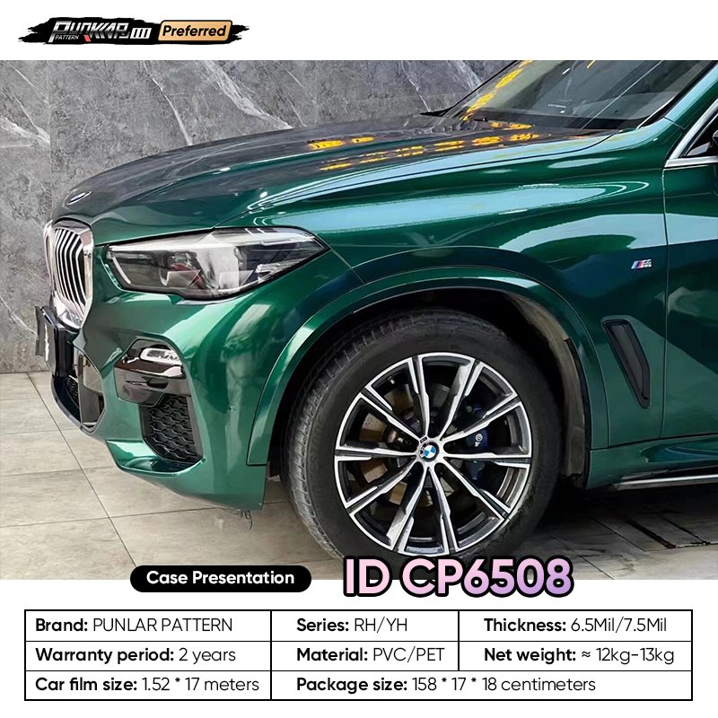 Customizable OEM Crystal Paint Green Car Wrap Vinyl PET High-Gloss PVC Film 1.52CM Car Stickers Waterproof Color-Changing Film