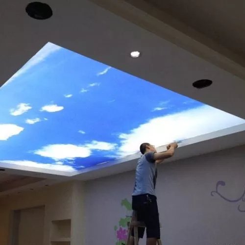 factory fabrics sky print stretch pvc film for wall and ceiling