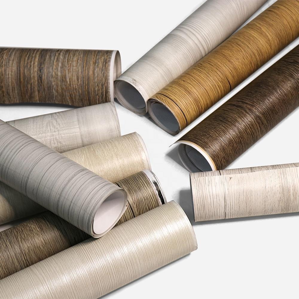Eco-friendly PVC wood grain vinyl wrap decorative film for furniture thickness 0.12mm to 0.50mm
