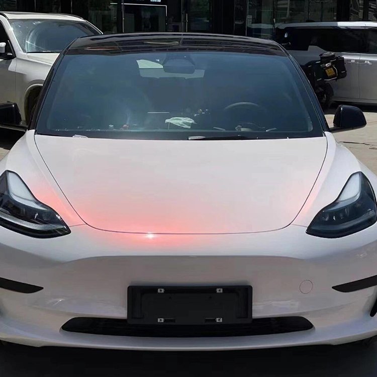 Glossy Diamond Pink White car wrap vinyl film custom car decal chameleon white to pink pearl vinyl car wrap film
