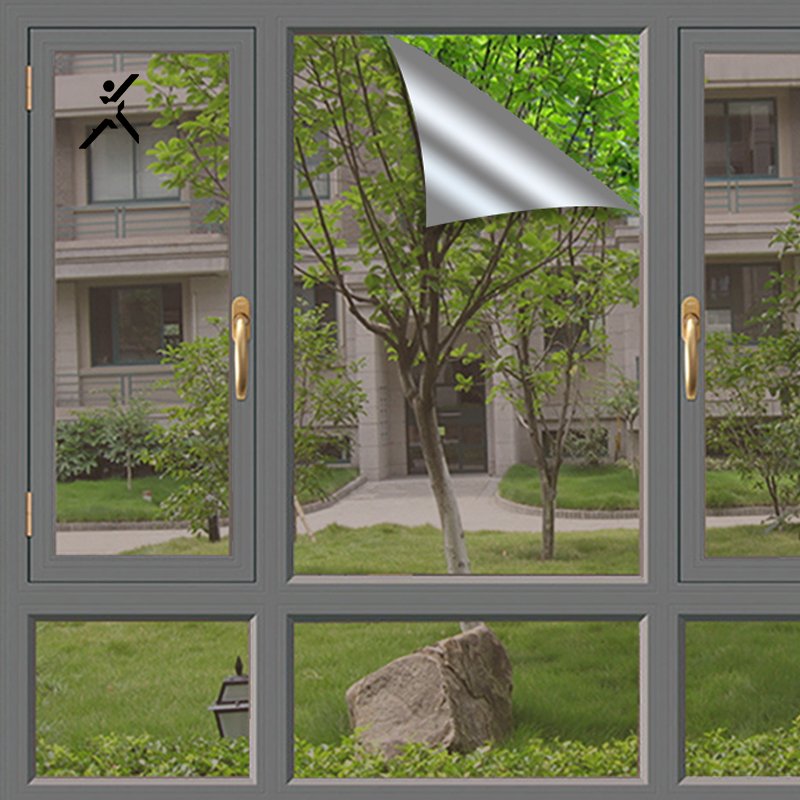 Commercial Window Tinting Film One Way Vision Tea Sliver Building Interior Home Decoration Reflective Privacy Window Film