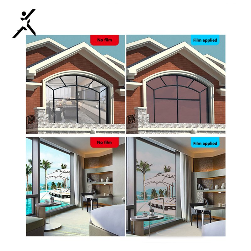 Commercial Window Tinting Film One Way Vision Tea Sliver Building Interior Home Decoration Reflective Privacy Window Film