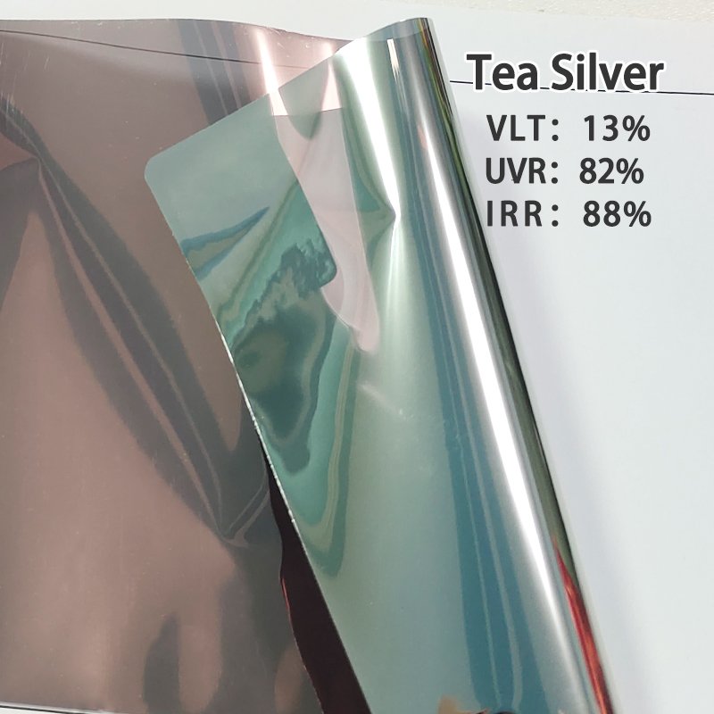 Commercial Window Tinting Film One Way Vision Tea Sliver Building Interior Home Decoration Reflective Privacy Window Film
