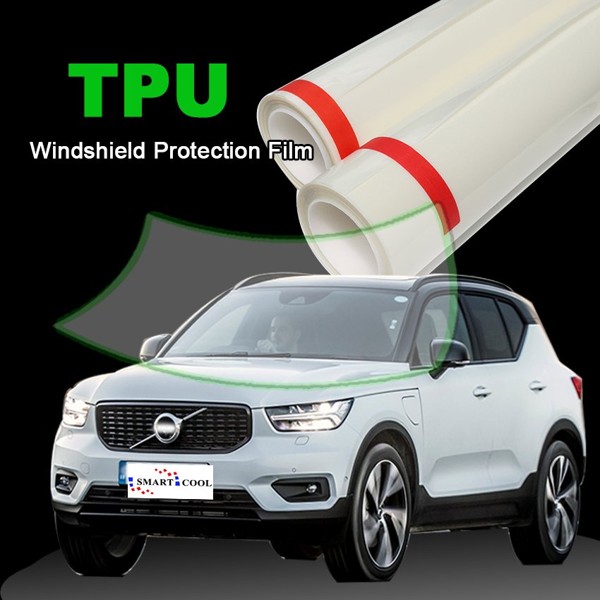 SMART COOL Windshield Film Anti Scratch TPU 7.5mil High Clear Anti Glare Car Window Tint Film Windshield Protection Film