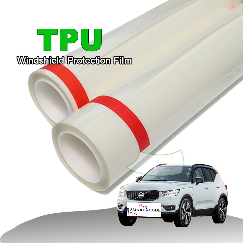 SMART COOL Windshield Film Anti Scratch TPU 7.5mil High Clear Anti Glare Car Window Tint Film Windshield Protection Film