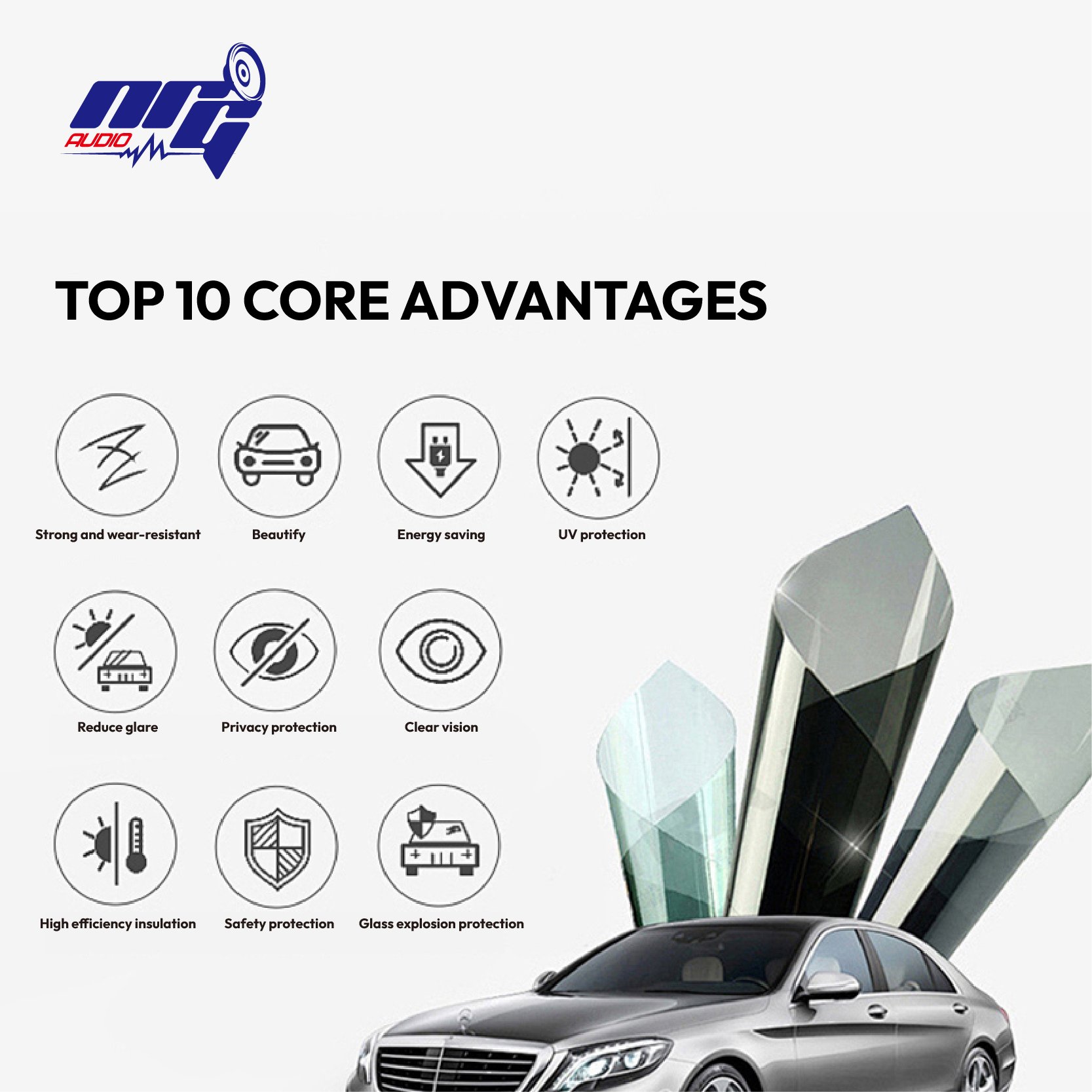 Car Window Film Color Stable Automotive Nano Ceramic Black Solar Titanium Tint Film Privacy Film