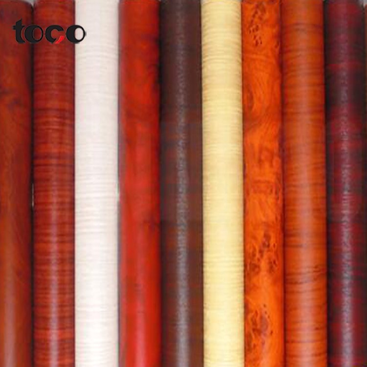TOCO PVC wood grain vinyl wrap decorative film for furniture cover PVC sticker paper in roll