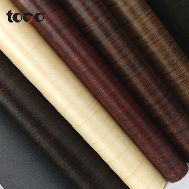 TOCO PVC wood grain vinyl wrap decorative film for furniture cover PVC sticker paper in roll
