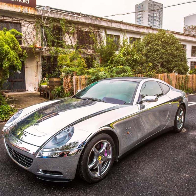 WRAPMASTER 1.52 *18meter super high stretch silver gloss chrome mirror vinyl car wrap cost for sale