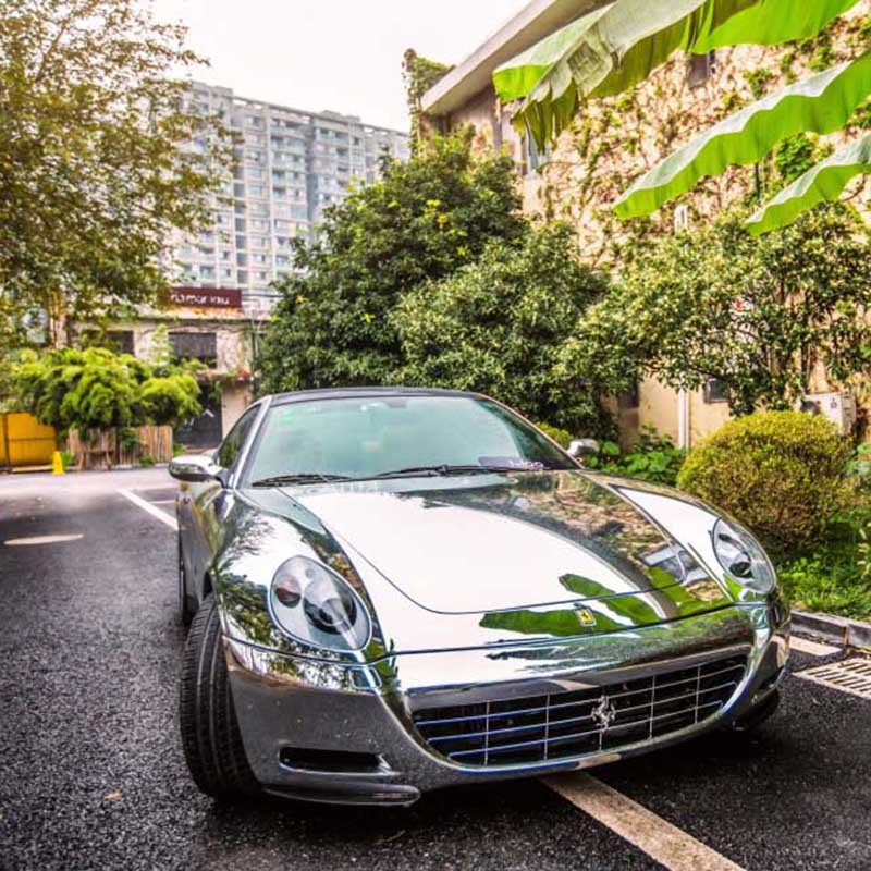 WRAPMASTER 1.52 *18meter super high stretch silver gloss chrome mirror vinyl car wrap cost for sale
