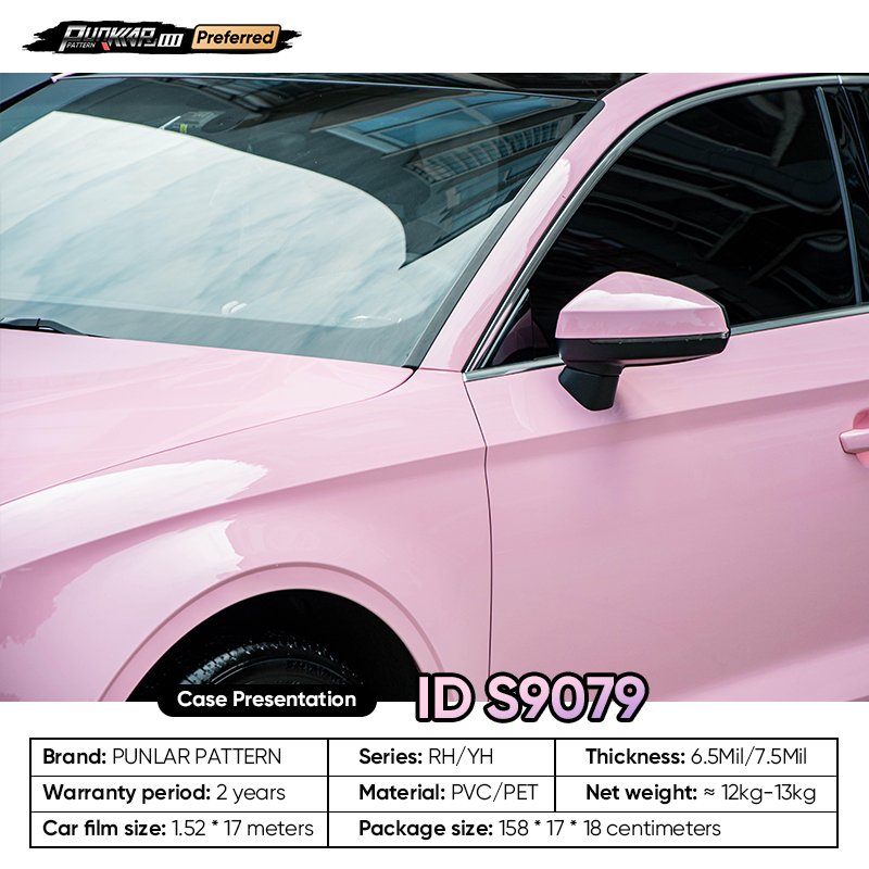 Customizable OEM Pink PET Vinyl Film High-Gloss PVC Film 1.52 Cm Wide Waterproof Color-Changing Film